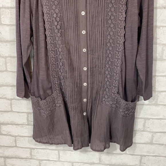 Logo Lavish slub knit top Swiss dot & lace size S - Picture 3 of 12